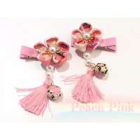 中日式花花頭飾 -  Peach Pink